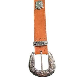 Western Style Genuine Brown Leather Belt